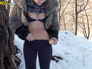 Hussy Chick Anka Plays With Dildo In The Snowy Forest