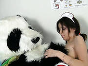 Sweetie Nene Sucks  Cock Of Guy Wearing Panda Costume