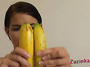 Hussy Czech Brunette Palys With Banana And  Her Pussy