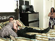 Two Aroused Babes Give Blowjob To Sturdy Dick In Turns