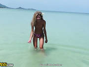 Sextractive Blonde Girl Tiffany Is Bathing In The Ocean Naked