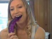Long Dildo Up This Blonde Sluts Butt