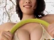 Beautiful Japanese Girl Exercises Outside