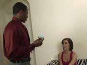 Lucky Black Dude With Huge Cock Nails Astonishing Brunette Babe On The Couch