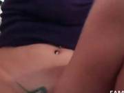 Tattooed Blonde Humps Dick On Leather Sofa