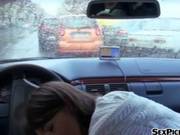 Amateur Brunette Eurobabe Anastasia Pounded In The Car