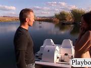 Perky Tits Brunette Babe Pussy Fucked By The Lake Shore