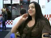 Brunette Teen Sweetie Dares To Show Her Tits In Public Video 3