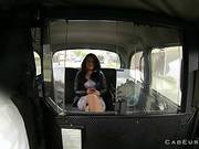 Brunette Shaved Pussy Fucked In Cab