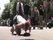 Redhead Whore Walked On Streets Then Fucked In Public Bondage By