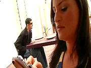 Wild Brunette In Dirty Interracial