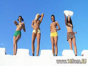 Four Chicks Stripping At The Wall