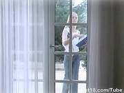 Skinny Chick Surprised To See A Naked Man