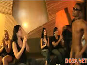 Three Brunette Slots Sucking Dick -3