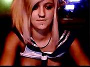 Blonde French Girlfriend Sucks Her Man.s Cock On Webcam