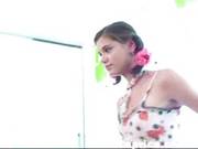 Pigtailed Cutie Little Caprice Showing Off Her Small Perky Titties To The Camera