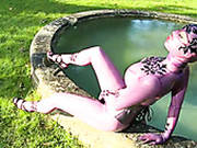 Grungy Girl Masturbates In A Garden Wearing Sassy Costume