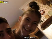 Newlyweds Goofing Around In The Kitchen While Being Naked