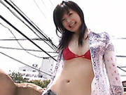 Fresh Faced Japanese Teen Chieri Taneda Twirls On The Floor In Bikini