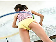 Sweet Teen Chick Chieri Minazuki Is Playing With A Hula Hoop