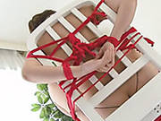 Cuddly Japanese Chic Gets Tied To A Chair While Giving A Blowjob To Dildo