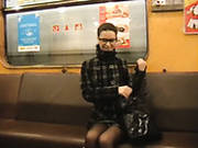 Kinky Girl Is Rubbing Her Cooch In A Metro Train