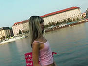 Ruined Russian Hussy Demonstrates Her Small Tits Right On The Street