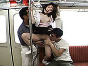 Dirty Slut Saki Uchida Is Fucking Two Guys In A Metro Train