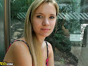 Blonde Girl Is Chilling With Guys In A Park Smoking A Cigarette