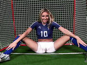 Sexy Blonde Babe Acts Like A Horny Goalkeeper Cherry