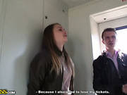 Russian Brunette Cutie Seduces A Man In The Electric Train