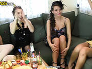 Hot Tipsy Girlies Enjoys Watching Striptease Right At Home