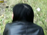 Extremely Beautiful Brunette Babe Sucking Dick In The Park