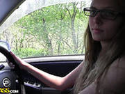Sexy Amateur Babe Drives A Car All Naked For The Erotic Video