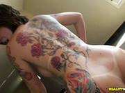 Busty Tattooed Wifey Jazz Duro Meets Her Hubby With Blowjob