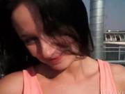 Curvy Brunette Flashing Tits And Pussy For Cash