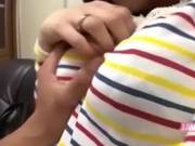 Asian Brunette Gets Her Sweet Peach Fingered
