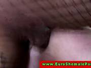 Italian Tranny Shemale In Stockings Drilling Guys Ass