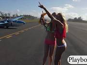 Naked Big Boobs Babes Try Out Driving A Glider And Enjoying It