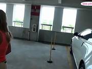 Tight Blondie Flashes Her Tits In Parkinglot Teasing Her Boyfriend Into A Quick Fuck