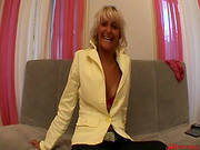 Blonde Milf Strips And Shows Her Shapely Body