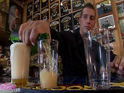 Platinum Blondie Rides Hard Boner In A Bar