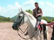 Beautiful Brunette Gets Some Riding Lessons