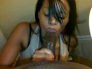 Sexy Black Woman Gives Sexy Sloppy Blowjob