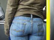 Candid Booty In Tight Blue Jeans