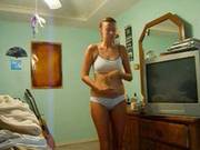 Teen Caught Changing After Shower Again