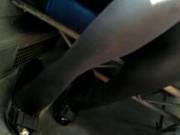 Candid Nice Asian Girl In Pantyhose Showing Her Feet