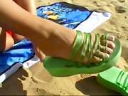 Milf Gives A Hot Sexy Foot Job In Public To A Big Dick