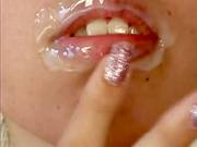 Japanese Hotty Smearing Cum-like Jizz On Her Throat