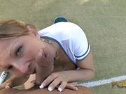 Busty Blonde Tennis Player Seduced By Her Trainer